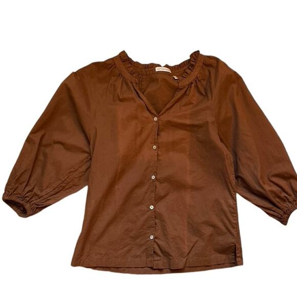 Camicettasnob Brown/Rust Puff 3/4 Sleeve Blouse Size IT44/US 8 - Picture 7 of 10